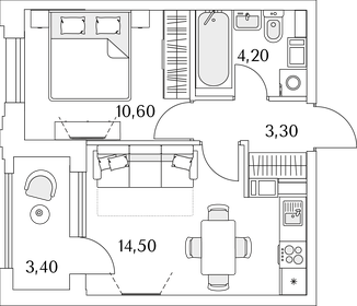 Квартира 34,3 м², 1-комнатная - изображение 1