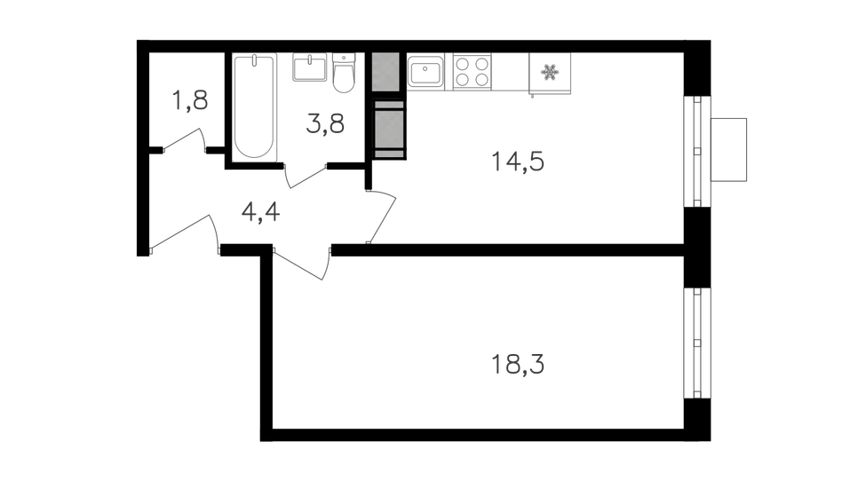 42,8 м², 1-комнатная квартира 17 312 600 ₽ - изображение 22