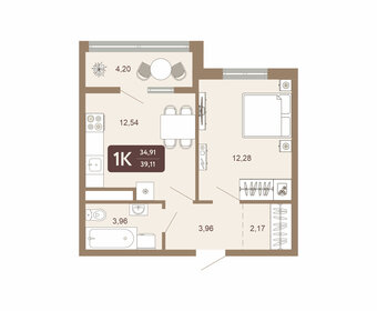 Квартира 39,1 м², 1-комнатная - изображение 1