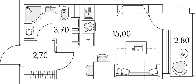 23,9 м², квартира-студия 4 300 000 ₽ - изображение 55