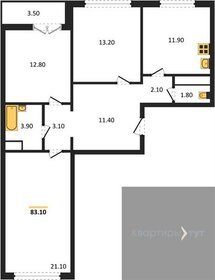 Квартира 83,1 м², 3-комнатная - изображение 1