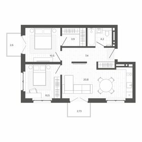 Квартира 58,8 м², 3-комнатная - изображение 1
