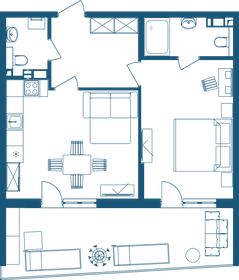 Квартира 68,9 м², 2-комнатные - изображение 2