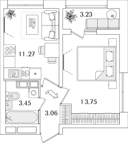 34 м², 1-комнатная квартира 10 228 991 ₽ - изображение 29