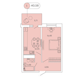 40,5 м², 1-комнатная квартира 7 945 840 ₽ - изображение 13