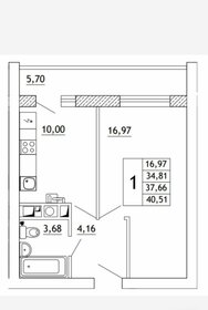 Квартира 40,5 м², 1-комнатная - изображение 1