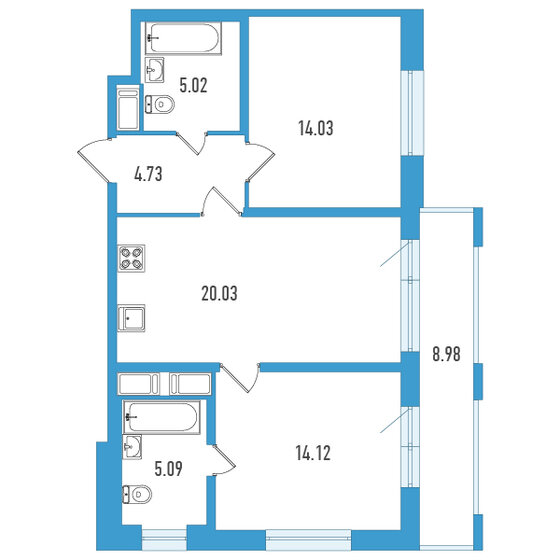 65,7 м², 2-комнатная квартира 15 080 445 ₽ - изображение 41