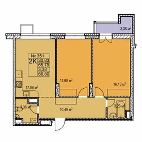 65 м², 3-комнатная квартира 6 750 000 ₽ - изображение 86