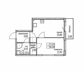 Квартира 36,7 м², 1-комнатная - изображение 1