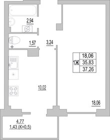 Квартира 37,3 м², 1-комнатная - изображение 1