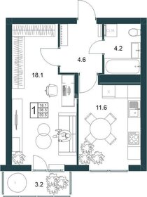 Квартира 38,8 м², 1-комнатная - изображение 1