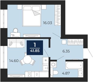 Квартира 41,9 м², 1-комнатная - изображение 1