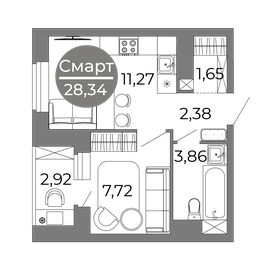 36,1 м², 1-комнатная квартира 4 050 000 ₽ - изображение 67