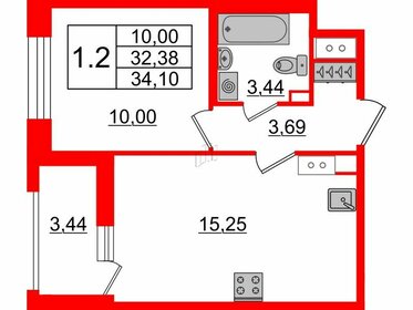 Квартира 32,4 м², 1-комнатная - изображение 1