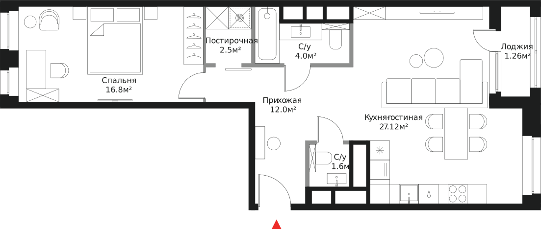 65,3 м², 2-комнатная квартира 26 242 560 ₽ - изображение 1