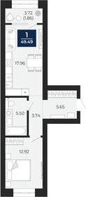 Квартира 49,5 м², 1-комнатная - изображение 1