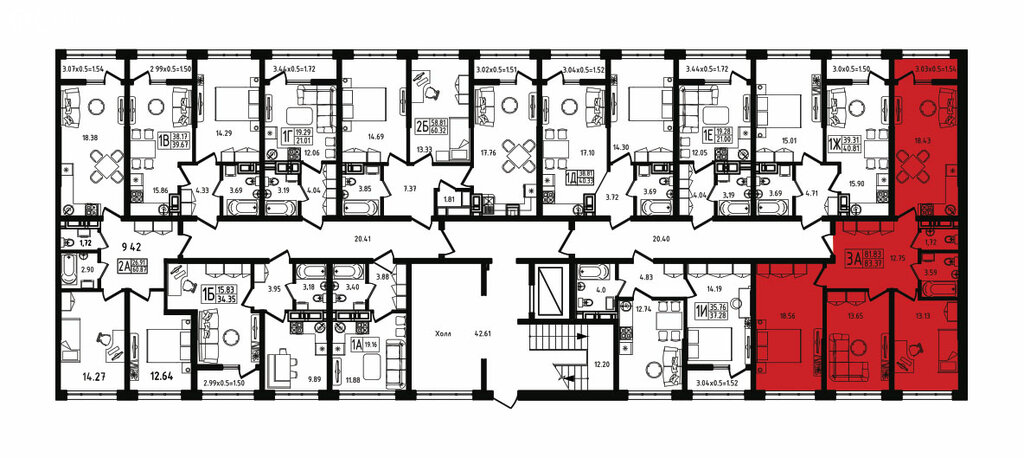 Варианты планировок ЖК «Яблоневый» - планировка 2