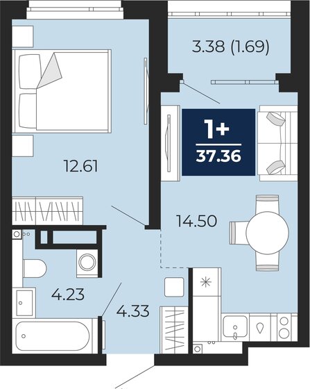 37,4 м², 1-комнатная квартира 5 325 000 ₽ - изображение 19