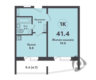 Квартира 41,4 м², 1-комнатная - изображение 1