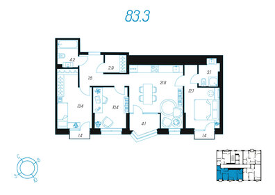 126,8 м², 3-комнатная квартира 18 600 000 ₽ - изображение 73