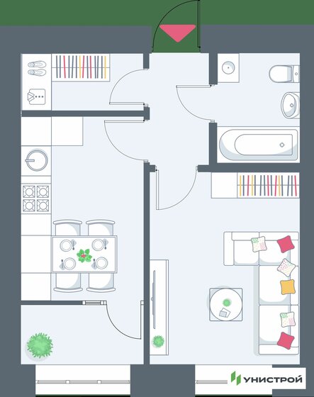 34,2 м², 1-комнатная квартира 9 764 000 ₽ - изображение 1