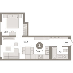 Квартира 41,2 м², 1-комнатная - изображение 3