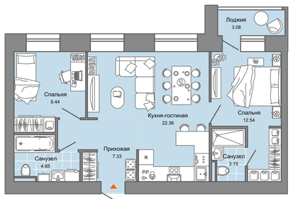 Квартира 79 м², 3-комнатная - изображение 1