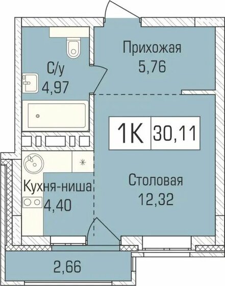 30 м², 1-комнатная квартира 4 201 880 ₽ - изображение 1