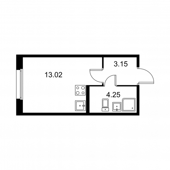 20,4 м², квартира-студия 3 553 080 ₽ - изображение 1