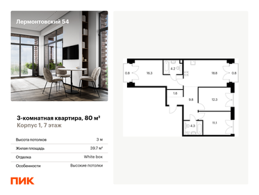 Квартира 80 м², 3-комнатная - изображение 1