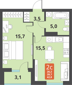 42,8 м², 2-комнатная квартира 5 890 000 ₽ - изображение 8