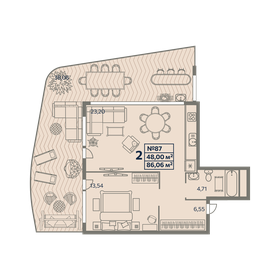 87,9 м², 2-комнатные апартаменты 14 949 800 ₽ - изображение 70