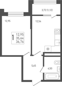 Квартира 36,8 м², 1-комнатная - изображение 1