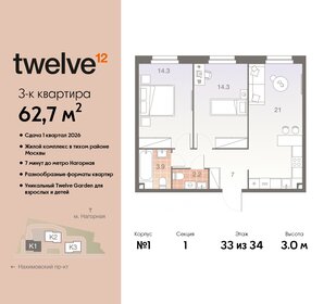 Квартира 62,7 м², 3-комнатная - изображение 1