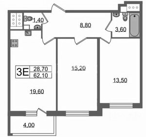 Квартира 62,1 м², 2-комнатная - изображение 1