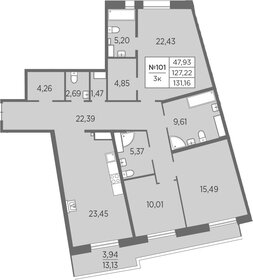 Квартира 131,2 м², 3-комнатная - изображение 1