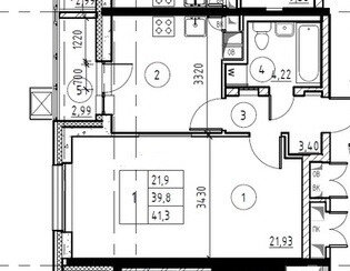 41,2 м², 1-комнатная квартира 16 700 000 ₽ - изображение 1