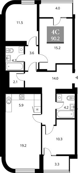 75 м², 3-комнатная квартира 14 390 000 ₽ - изображение 36