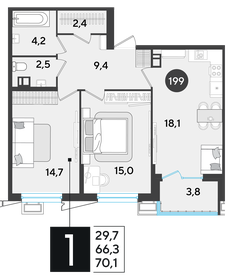 70,1 м², 2-комнатная квартира 8 699 410 ₽ - изображение 10