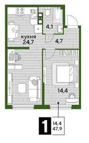 Квартира 47,9 м², 1-комнатная - изображение 2