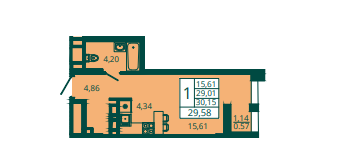 30 м², квартира-студия 4 700 000 ₽ - изображение 24