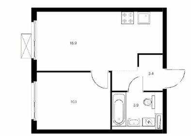 Квартира 34,3 м², 1-комнатная - изображение 1