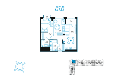 73 м², 2-комнатная квартира 9 500 000 ₽ - изображение 65