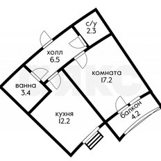 Квартира 42,7 м², 1-комнатная - изображение 1