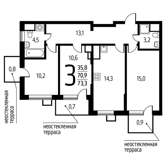 73,3 м², 3-комнатная квартира 17 042 250 ₽ - изображение 1