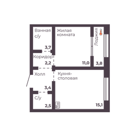 Квартира 37,9 м², 1-комнатная - изображение 1