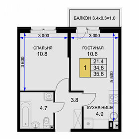 Квартира 36 м², 2-комнатная - изображение 1