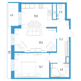 Квартира 72,5 м², 2-комнатная - изображение 1