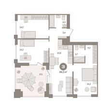 Квартира 99,2 м², 3-комнатная - изображение 3