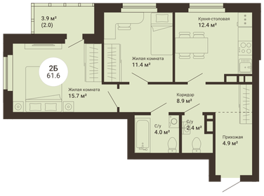 60,1 м², 2-комнатная квартира 6 000 000 ₽ - изображение 93